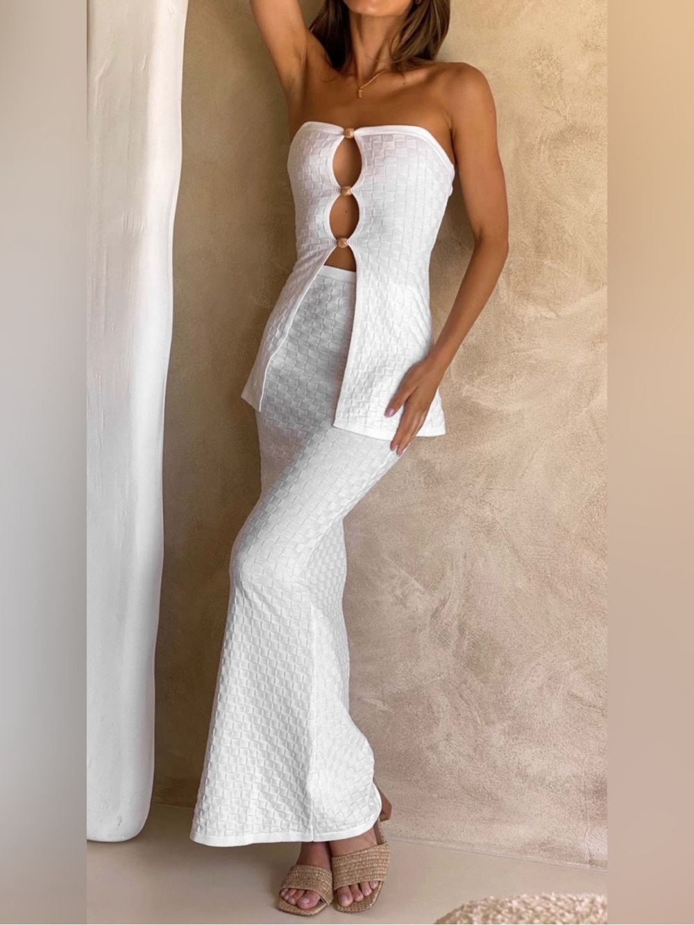RNWY Runaway the Label Taya Top and Tanya Skirt Set  in White M